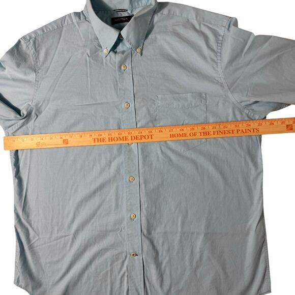 Nautica Wrinkle Resistant Men's XL Blue Short Sleeve Button Down Oxford Shirt - Picture 6 of 8